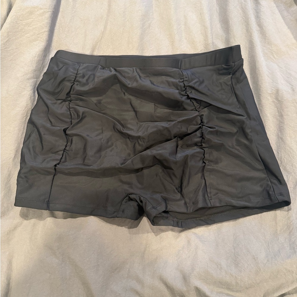 Women's black tummy control swim shorts